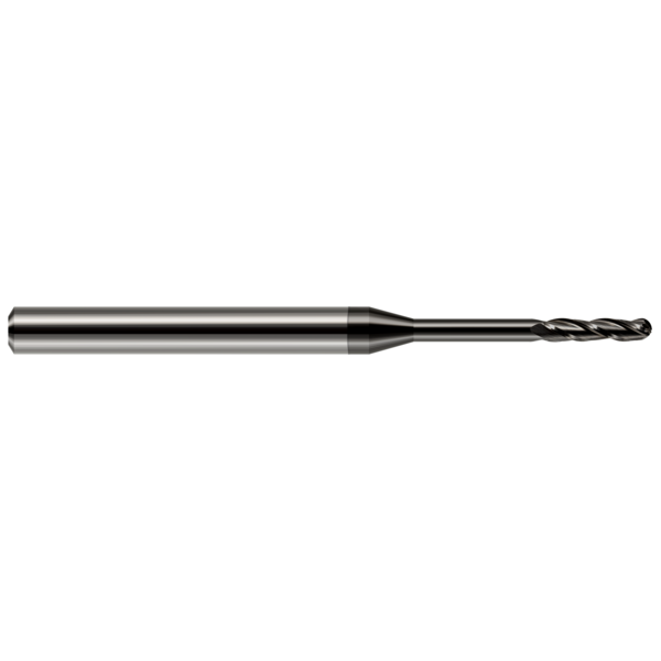 Harvey Tool Miniature End Mill - Ball - Long Reach, Long Flute, 0.0150" (1/64), Material - Machining: Carbide 10215